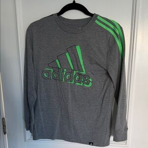 Adidas Kids Long Sleeve Shirt in Gray and Neon Green